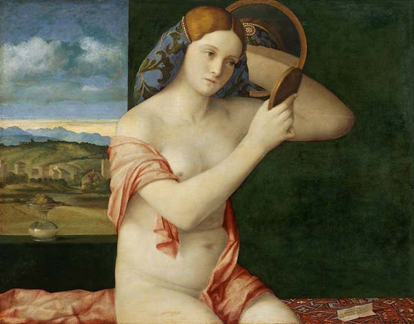 Naked Young Woman in Front of the Mirror